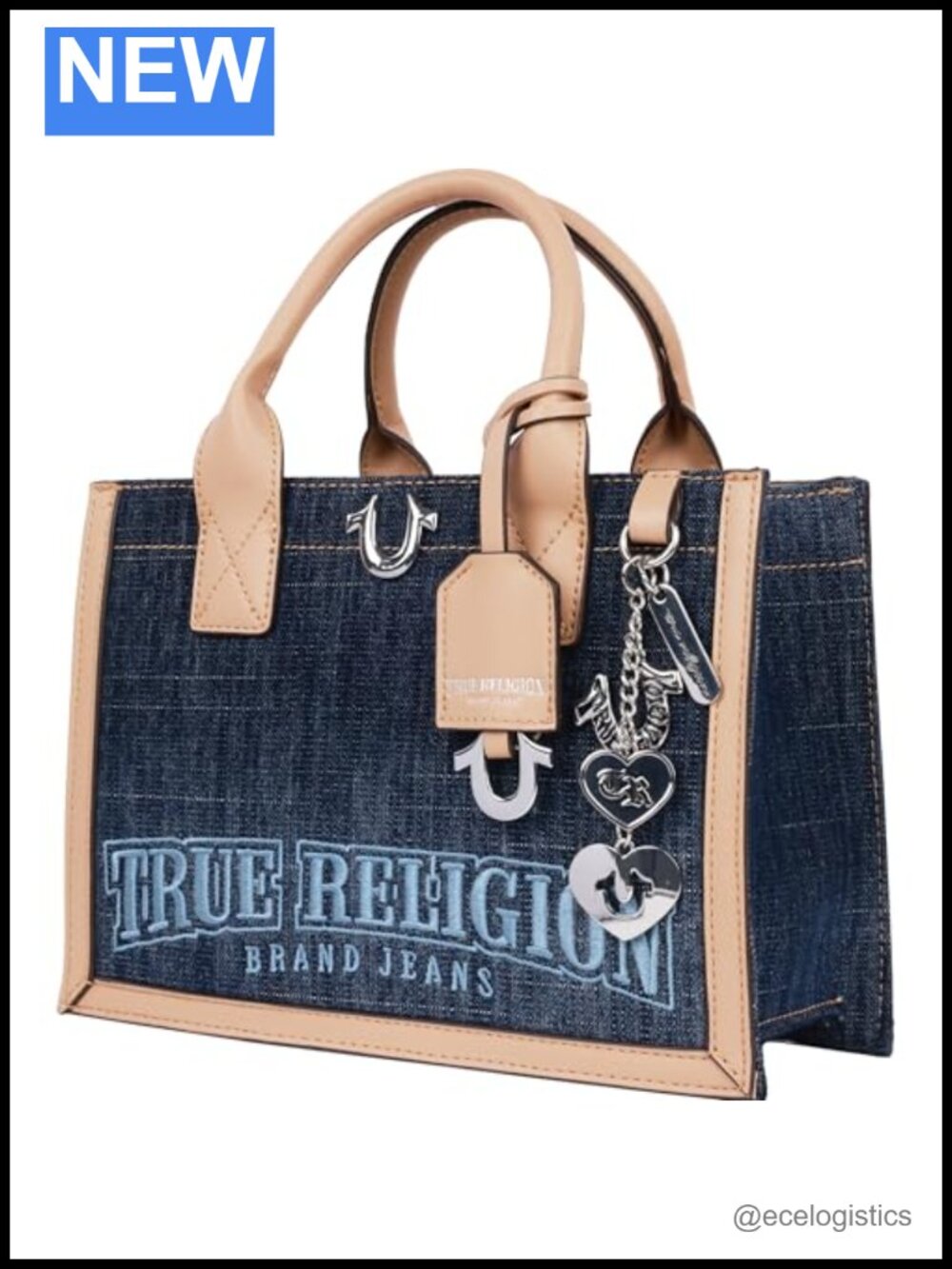 Structured Denim Tote Bag with Detachable Shoulder Strap